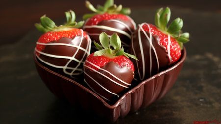 Strawberries in chocolate. Generative AIの素材