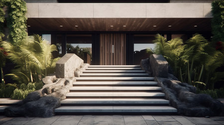 Modern simple entrance. Generative AIの素材