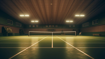 Tennis court with lighting. Generative AIの素材