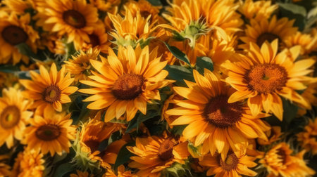 Wild sunflower blossom background. Generative AIの素材