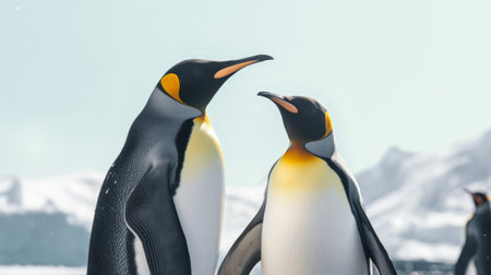 Couple of king penguins. Generative AI.の素材