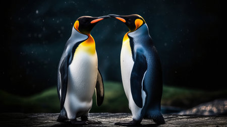 Couple of king penguins. Generative AI.の素材