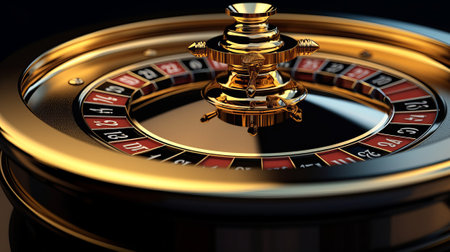 Casino roulette in black and gold style. Generative AI.の素材
