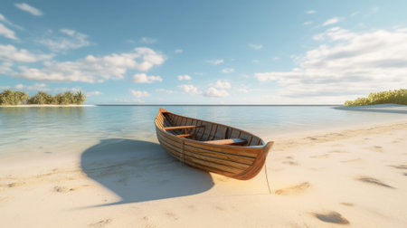 Canoe on the tropical sandy beach. Generative AIの素材