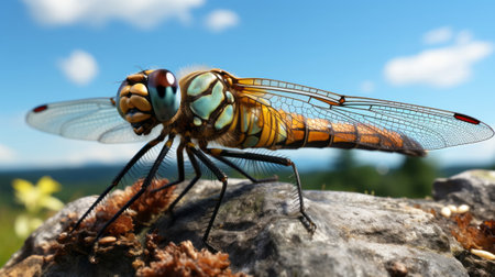 Close up of a dragonfly. Generative AI.の素材