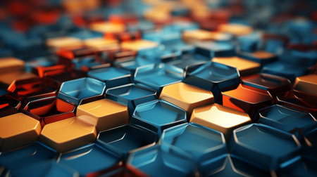 Abstract background with hexagons. Generative AI.の素材