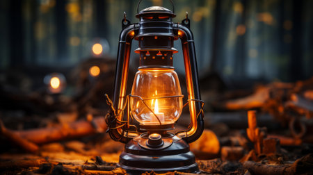 Vintage oil lamp. Generative AI.の素材