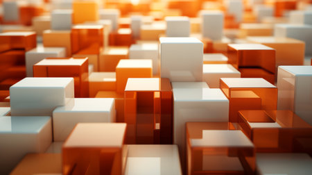 Interlocked 3D blocks in various shapes. Generative AI.の素材