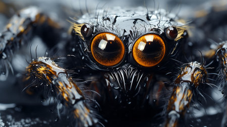 Close up of eyes spider. Generative AI.の素材