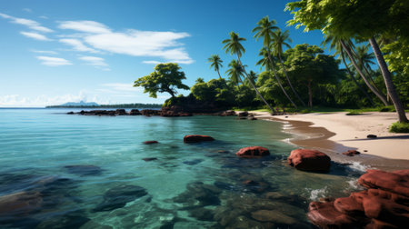 Tropical paradise island. Generative AI.の素材
