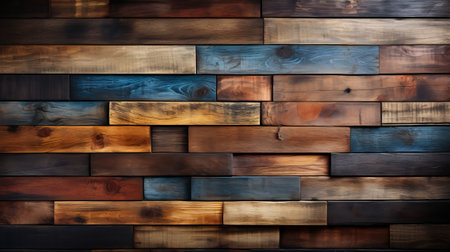 Close up of wooden wall made of planks. Generative AI.の素材