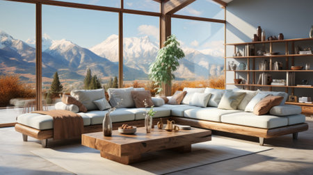 Living room with couch table. Create a captivaの素材