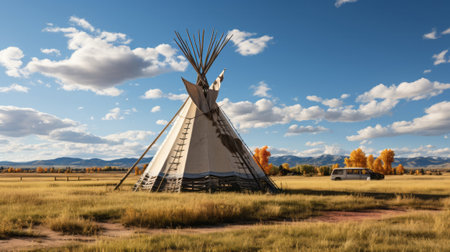 Native American teepee. Old West. Generative AI.の素材