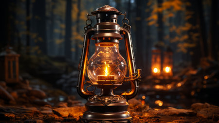 Vintage oil lamp. Generative AI.の素材