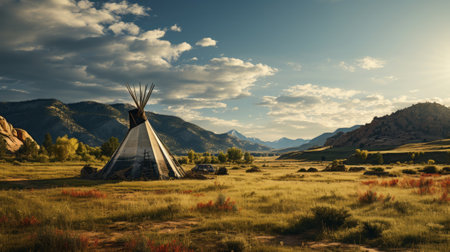 Native American teepee. Old West. Generative AI.の素材
