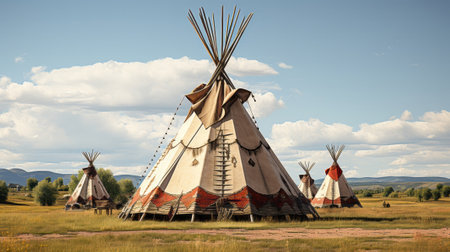 Native American teepee. Old West. Generative AI.の素材