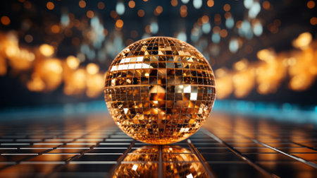 Shiny disco ball. Generative AI.の素材