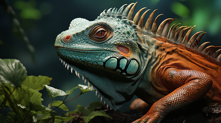 Close up of a chameleon iguana. Generative AI.の素材