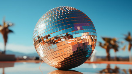 Shiny disco ball. Generative AI.の素材