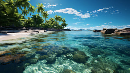 Tropical paradise island. Generative AI.の素材