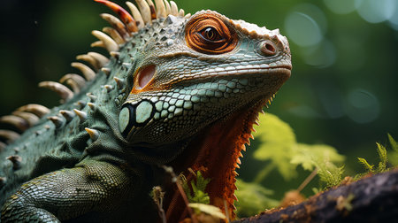 Close up of a chameleon iguana. Generative AI.の素材