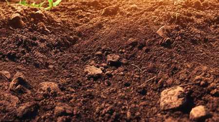 Fertilized soil textured background. Generative AI.の素材
