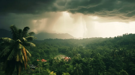 Severe weather in tropical regions. Generative AI.の素材