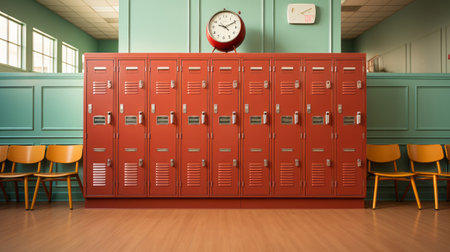 School room locker. Generative AI.の素材