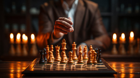 Hand Holding Chess. Generative AI.の素材