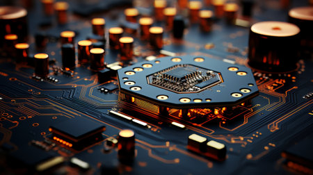 Circuit board close-up. Generative AI.の素材