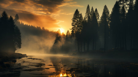 Golden Mist. Generative AI.の素材
