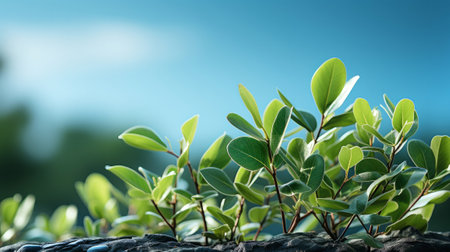 A group of green leaves. Generative AI.の素材