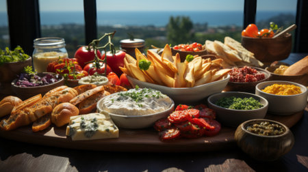 A table full of food. Generative AI.の素材