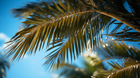 Close up of palm tree close-up. Generative AI.の素材