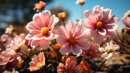 Close up of flowers. Generative AI.の素材