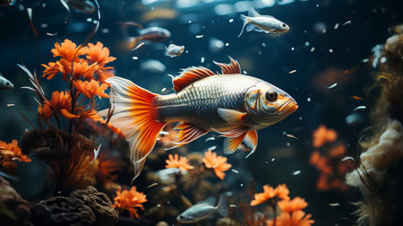 Fish in the water. Generative AI.の素材