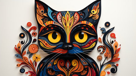 A cat with a pattern on its body. Generative AI.の素材