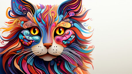 A cat with a pattern on its body. Generative AI.の素材