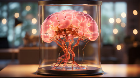 A close up of a brain. Generative AI.の素材