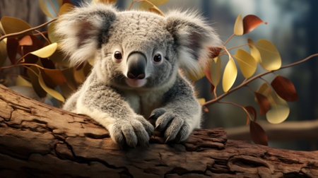 A koala bear on a tree branch. Generative AI.の素材