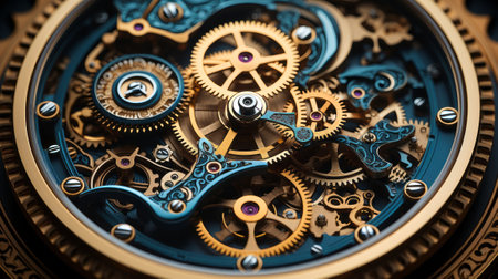 A metal gears and cogs. Generative AI.の素材