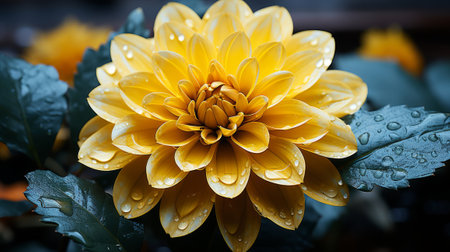 A close up of a yellow flower. Generative AI.の素材