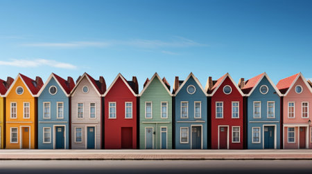 A group of red houses. Generative AI.の素材