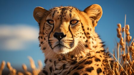 A cheetah in the sun. Generative AI.の素材