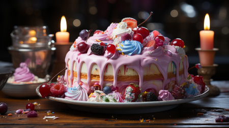 A close up of a cake. Generative AI.の素材