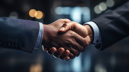 A close up of a handshake. Generative AI.の素材