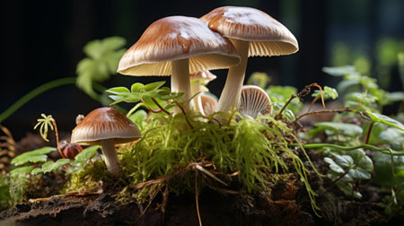 A close up of a mushroom. Generative AI.の素材