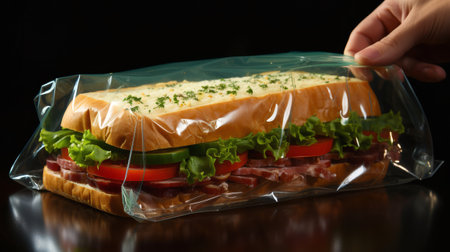 A person using a reusable sandwich bag. Generative AI.の素材