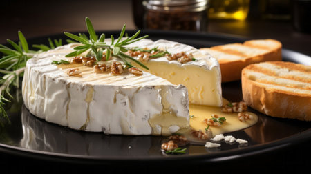 Goat cheese with rosemary. Generative AI.の素材
