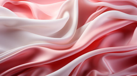 A pink and white wavy fabric. Generative AI.の素材